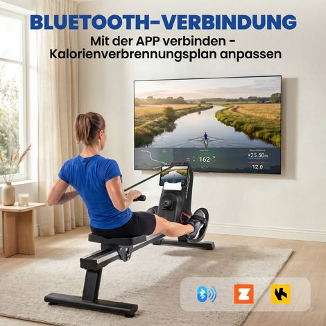 Heim-Rudergerät, leises magnetisches Rudergerät mit 16 Widerstandsstufen, exklusiver App, LCD-Display und Handyhalterung. (1/5)