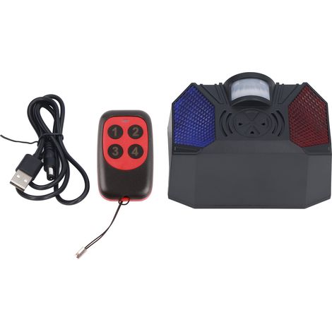 Lampe d'alarme solaire IP65 étanche, sirène infrarouge avec télécommande pour maison, ferme, entrepôt, verger. (1/5)