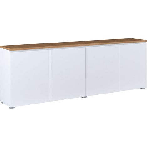 Liko Blanco y Madera Aparador de 4 puertas (1/4)