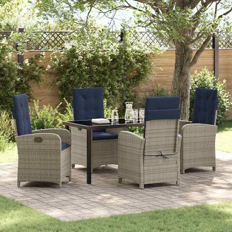 Conjunto de Comedor de Jardín 5 pcs Gris ratán sintético vidaXL (1/5)