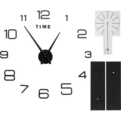 Horloge murale en acrylique, miroir sans cadre, autocollant de Surface, décor pour salon, chambre à coucher, noir, DIY bricolage