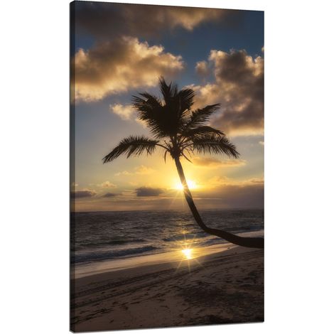Leinwanddruck Natur Palmen Sonnenuntergang Hintergrund 70x120 Ozean Urlaub