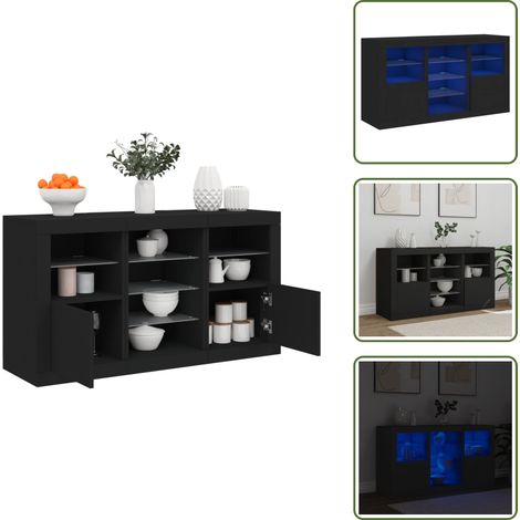 Buffet avec lumières LED noir 123x37x67 cm - Meuble Design - Buffet Moderne - Meuble Rangement - Luminaire Led - Éclairage Rgb