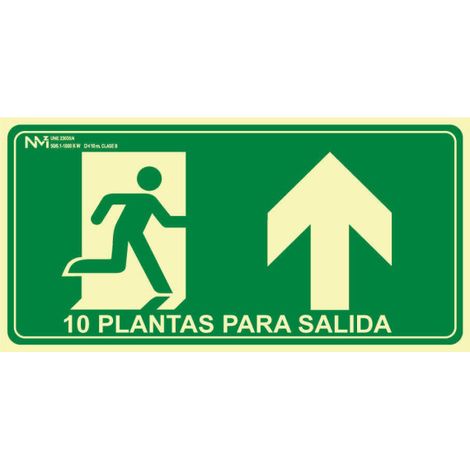 Señal planta para salida personalizable 320 x 160 mm PVC 1 mm clase A SEKURECO