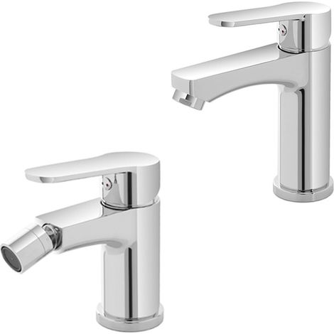 Set miscelatore lavabo e bidet monocomando in zinco cromo con piletta click-clack – Eden (1/3)