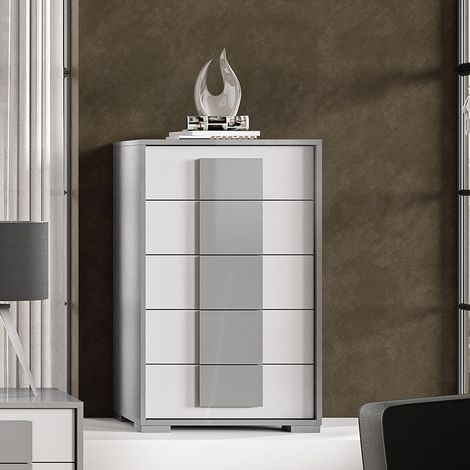 Settimino 5 cassetti grigio laccato lucido L 75 - Diana  Large (1/3)