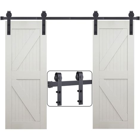 Ulisem 352cm Sliding Door Hardware Kit - Double Barn Door Hanging Set for Bedroom/Garage (1/5)