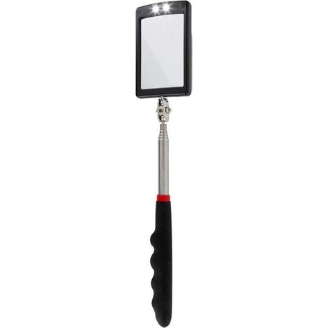 BEBUSINGOTO Miroir télescopique à LED ultra fin - Batterie incluse - Très clair - Extensible jusqu'à 88 cm - Double rotule - Poignée antidérapante, (1/5)