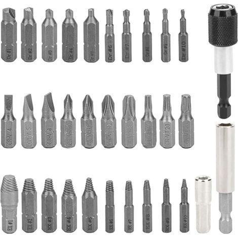 Kit de 33 extracteurs de vis pour vis cassées ou endommagées - Extracteur de vis facile à utiliser pour le travail du bois-AquaForge