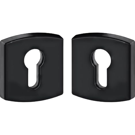 Jeu de Rosaces pour Porte d'Entrée - 2 Pièces - Zamak Noir Mat - Fixation Invisible et Cylindre Européen - Intérieur Moderne et Sécurisé - Diamètre 52mm (1/5)