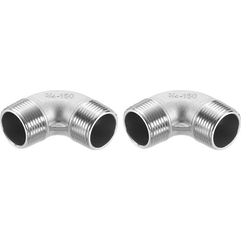 2 Pcs 3/4" PT Male 90 Degré Coude En Acier Inoxydable Raccord (1/5)