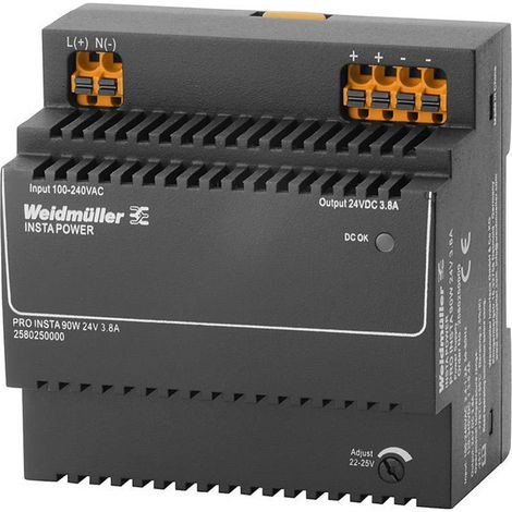 Weidmüller PRO INSTA 90W 24V 3.8A Alimentation électrique, Alimentation à découpage, 24 V, 2580250000