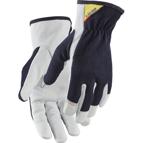 Lot de 12 paires de gants de protection en cuir renforcé 2801 - Marine foncé/Blanc 10