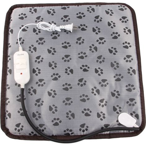 Manta térmica para gatos y perros, impermeable, 12-110 V, 2 modos, temperatura ajustable, gris/negro (1/5)