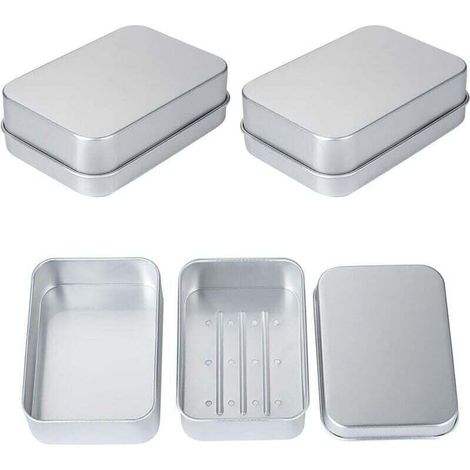 Paquet de 3 porte-savon en aluminium, porte-savon en aluminium avec plaque de vidange, porte-savon de voyage pour le stockage du savon à la maison et en voyage, étanche et résistant à l'h (1/4)