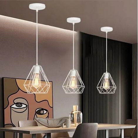 Yowei 3pcs Suspension Luminaire Rétro Lustre Plafonnier Vintage Industriel Lampe Abat-jour Design Cage Métal pour Salon Chambre (1/4)