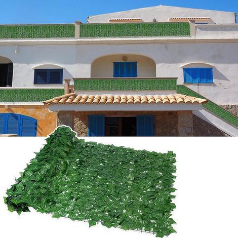 Haie artificielle d'extérieur - brise-vue - Décoration avec feuillage artificiel - Plantes artificielles d'extérieur - Vert foncé - 100 × 300 cm - Plastique vert foncé (1/5)