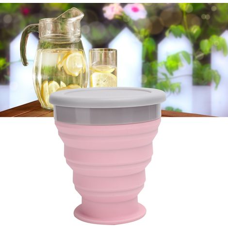 Gourde pliable en silicone, tasse rétractable multifonctionnelle pour les voyages et les sports de plein air, rose (1/5)
