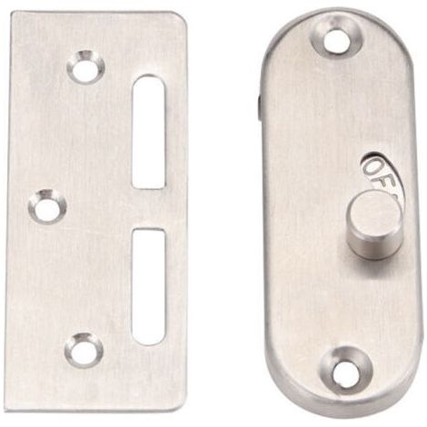 Serrure de porte coulissante à droit avec boucle de verrouillage de porte coulissante et verrou de porte de grange (1 paquet d'argent)
