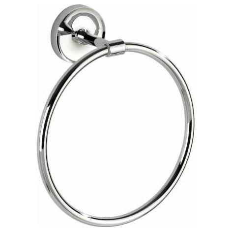 WENKO Portasciugamani da Parete per Bagno, Anello Portasciugamani Arcole, Sistema di Fissaggio Power-Loc® Senza Foratura, Acciaio Inox, 18,5x21x7,5 cm, Cromato (1/5)