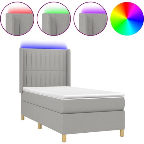 Maison Exclusive - Letto a Molle Materasso e LED Grigio Chiaro 90x190 cm Tessuto