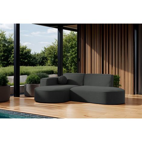 Garten Ecksofa SUNDAY XS in wetterfester Stoff ART-N Anthrazit Ottomane Links (1/2)