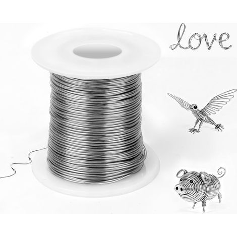 Fil de Fer Souple Loisir Creatif 0,5mm x 100m - Fil D'Artisanat en Acier Inoxydable 304, Fil Métallique Flexible pour Bijoux, Bricolage, Modélisme, Art Floral avec Bobine(Argent) (1/5)