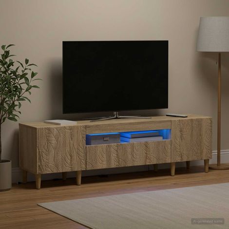 vidaXL LED TV Cabinet DELFT 153 x 35 x 43 cm Sonoma Oak (1/5)