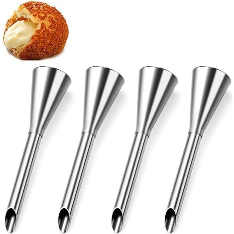 Douille À Glacer - En Acier Inoxydable 18/8 - Longue Pour Crème Chantilly Et Garniture De Pâtisserie - Lot De 4 (1/5)