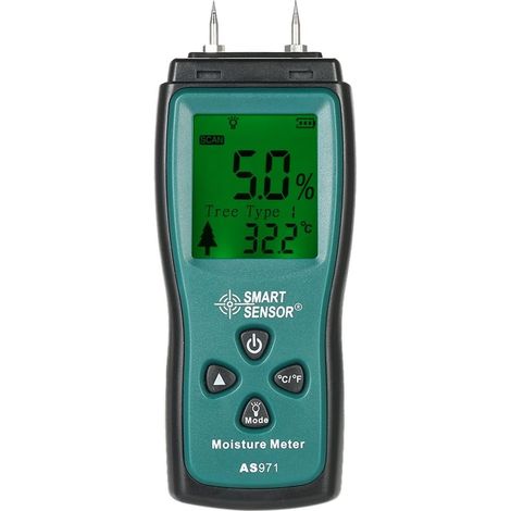Mini misuratore di umidità del legno portatile digitale LCD con rilevatore di umidità, sonda a 2 pin, intervallo di misurazione 2%-70%. (1/5)