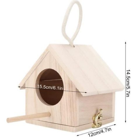 Maison à oiseaux - Non spécifié - Nichoir suspendu - Bois naturel - Perchoir inclus - Petit oiseau (1/4)