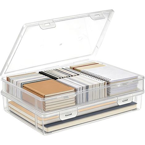 Set mit 2 transparenten, stapelbaren Aufbewahrungsboxen im A4-Format mit Deckel – Organizer für Dokumente, Bürobedarf, Briefe, Bastelmaterialien (31 x 22 x 5 cm)