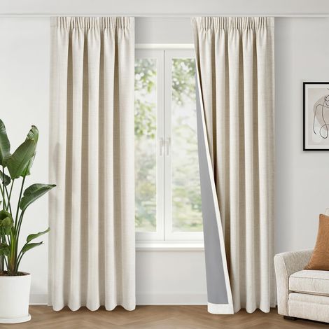 Rideau Occultant Thermique 140 x 225 cm Lot de 2, Crème (1/5)