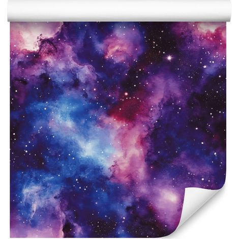 Papel pintado Galaxia en acuarela en violeta, azul, índigo y ciruela 50x1000 cm (1/5)