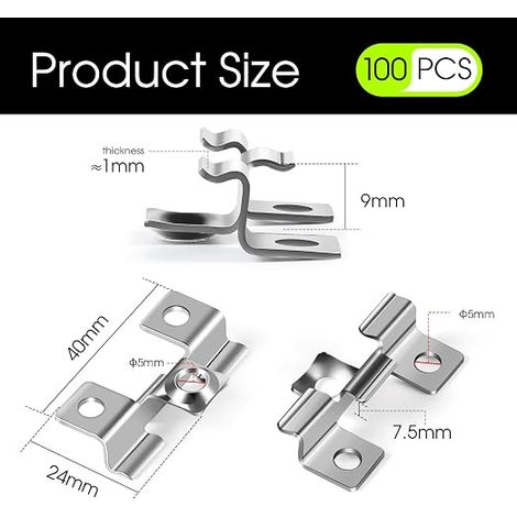 Stainless Steel Decking Clips 0.8cm for Composite Floors Steel Fixing Clips Clamp Range 0.8cm Silver (1/4)