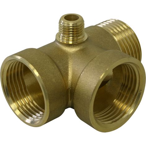 Racor 4 vías latón DN25 1" DN13 1/4" rosca macho manómetro bomba grupo de presión vaso de expansión