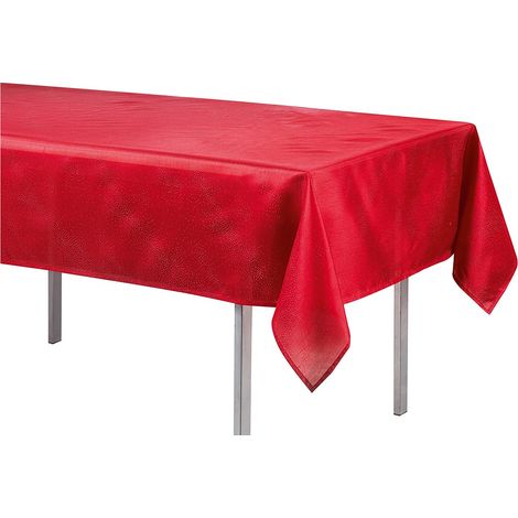 Nappe en polyester Schantung applique scintille rouge 140 x 300 cm