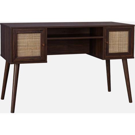 Escritorio decoración madera con 2 puertas
