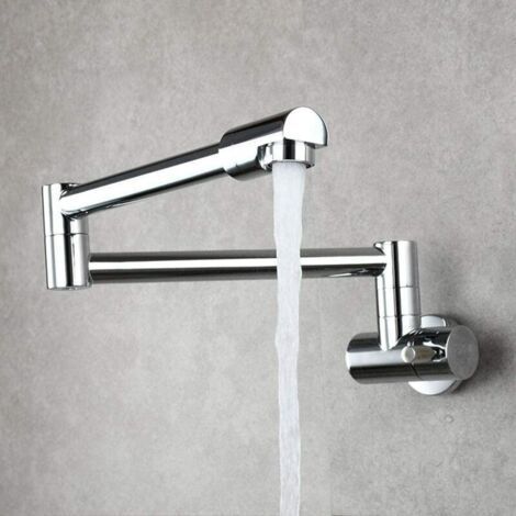 Klappbarer Wandküchenmischer – 360° drehbarer Wasserhahn – Massivkupferkonstruktion – Chromfinish – Nur Kaltwasser (1/5)