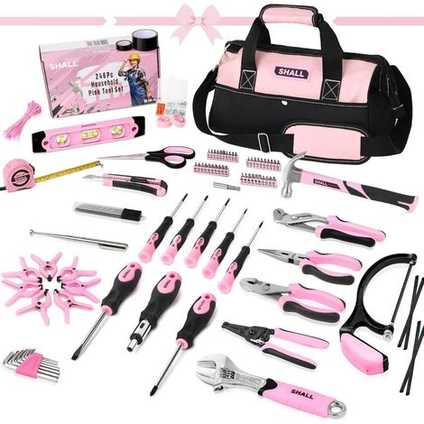 Werkzeugset 246-teilig Rosa für Damen mit 14 Zoll Tasche (1/5)