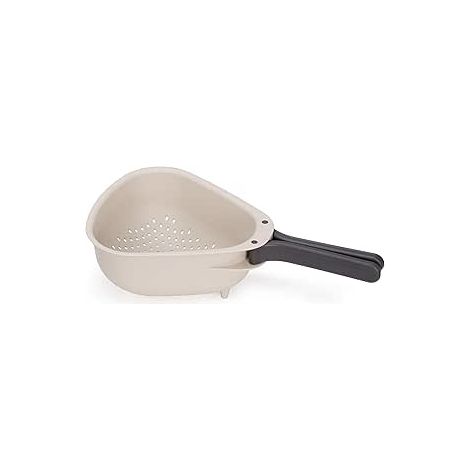 Joseph Joseph Droplet, scolapasta grande con manico pieghevole, ideale per scolare pasta e verdure, facile da riporre, materiale resistente e design elegante, colore pietra
