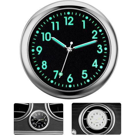 Horloge Voiture Quartz - 1 Pièce - Acier Galvanisé - Lumineuse Et Universelle - Tableau De Bord Et Grille - Noir (1/5)