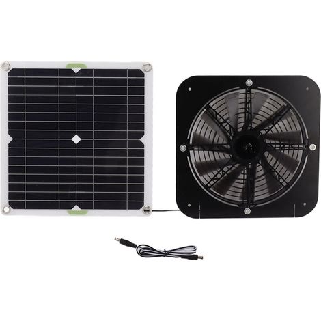 Ventilateur Solaire 13,5 Pouces 100W – Kit de Refroidissement Efficace pour Chenil, Poulailler et Serre (1/4)