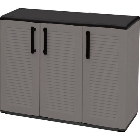 Dmora Mehrzweck Außen oder Innenwechselschrank, 3 türiges Mobile und 1 Polypropylen Regal, 100% Made in Italy, 102x37H84 cm, graue Farbe (1/4)