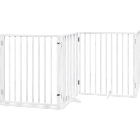 vidaXL Cancelletto per cani con porta pieghevole 4 pannelli bianco 320 cm in legno di pioppo