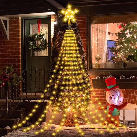 LED Guirlande Lumineuse Sapin Noël, Étanche Cascade USB Guirlandes Lumineuses 2M9 Guirlande 8 Modes 198 LED Guirlande Lumineuse avec Télécommande Exterieur Noël, Mariage (1/5)