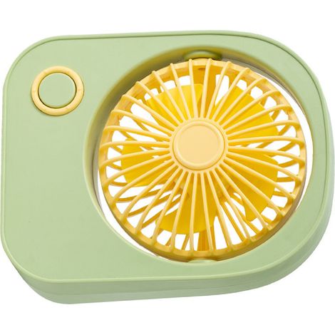 Petit ventilateur de bureau portable, direction du vent réglable à 115 degrés, mini ventilateur mignon pour étudiants, vert (1/5)
