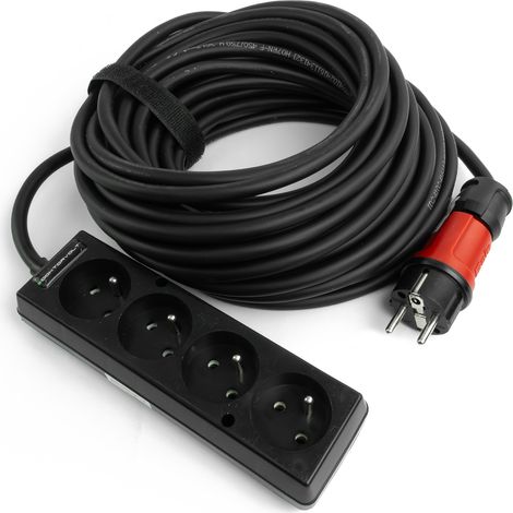 Prolunga elettrica a 4 prese, 15 m, 4 prese 3x1,5 mm², nera. (1/5)