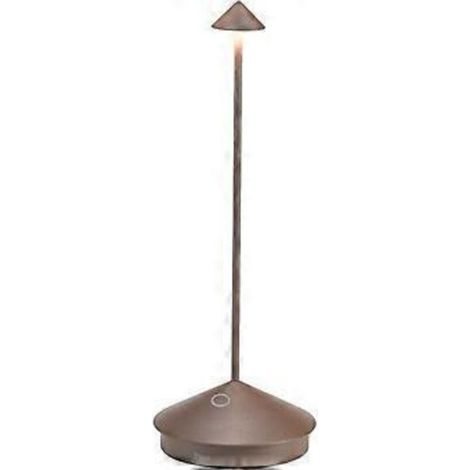 Zafferano Pina Pro dimmbare LED-Tischleuchte aus Aluminium, Schutzart IP54, für den Innen- und Außenbereich, Steckerfuß, H 29 cm, EU-Stecker - Corten-Wellngs