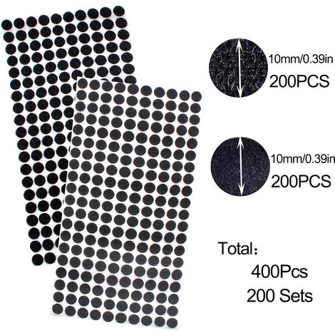 Scratch Autocollant Rond - Scratch Adhésif - Autocollant Double Face - Pastilles Autocollantes - 200 Paires 400 Capsules 10 mm (1/5)
